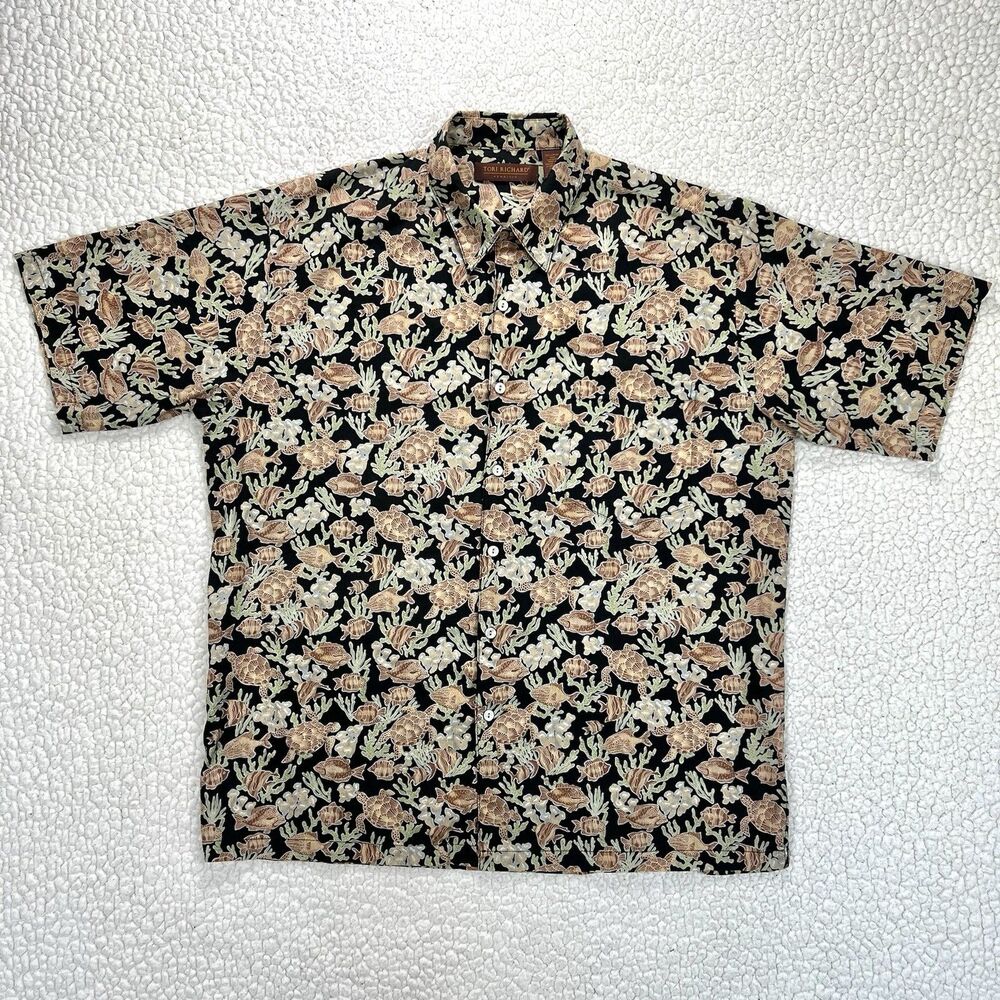 Tori Richard Honolulu Aloha Button Up‎ Shirt Men’s L Tropical Resort Casual USA